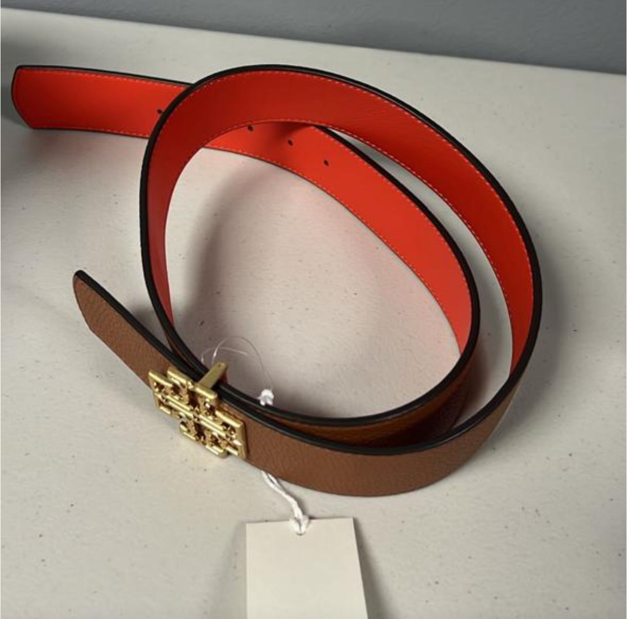 Tory Burch Gold Logo Red Belt 1 main image 2