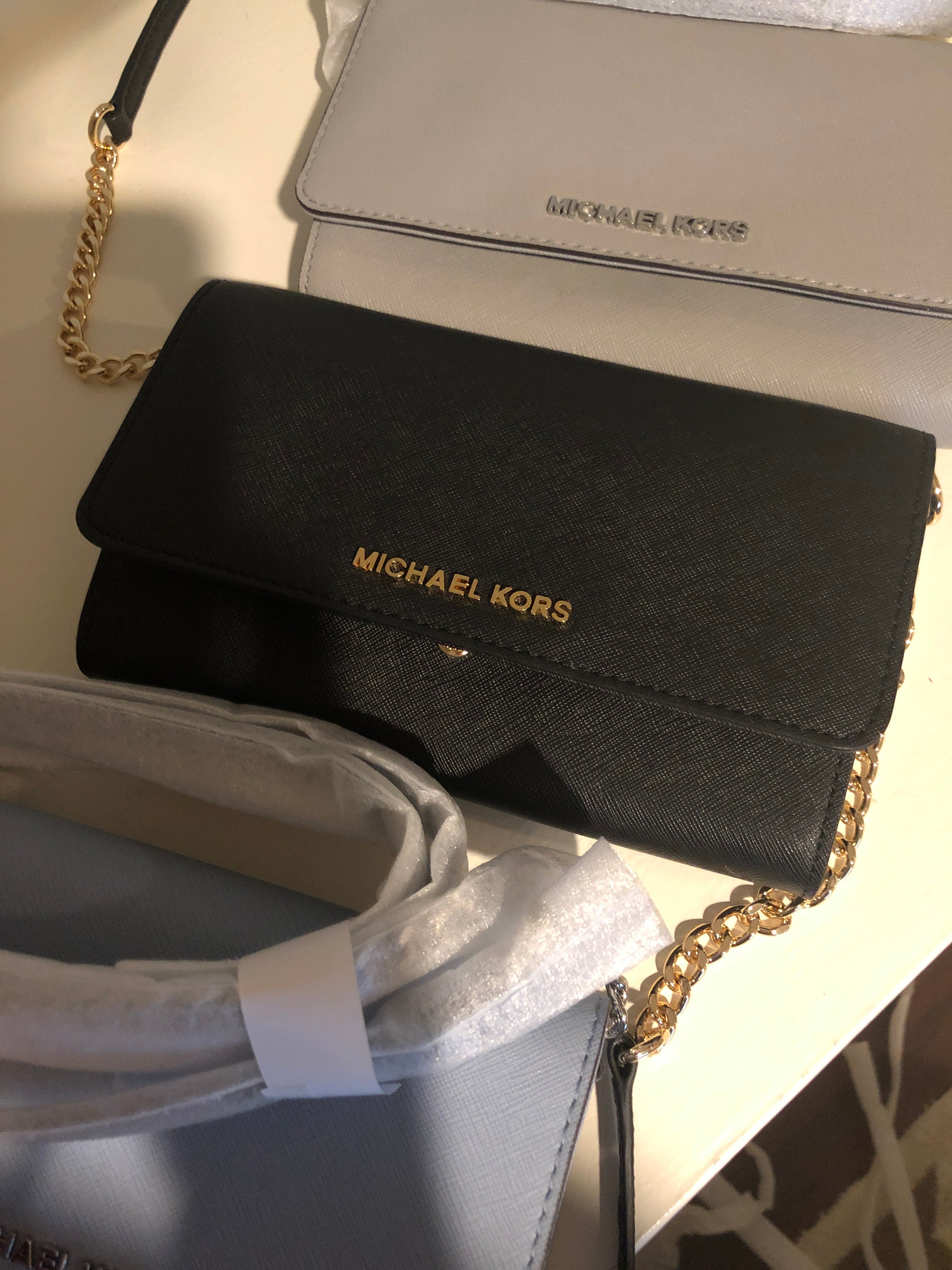 Michael Kors Studio Natalie XL Wallet on A Chain Natural
