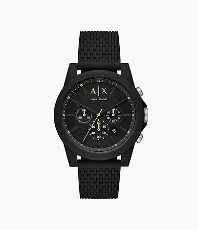 Armani Exchange Chronograph Black Silicone Watch AX1344