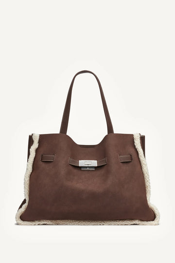 BRYAR LARGE FAUX SHEARLING SATCHEL BAG