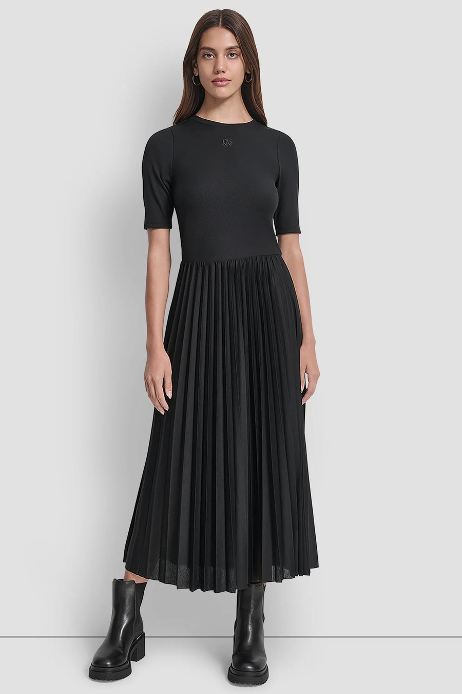 dkny dress DKNY Women's Side Tie Faux Wrap Midi Dress - Indigo