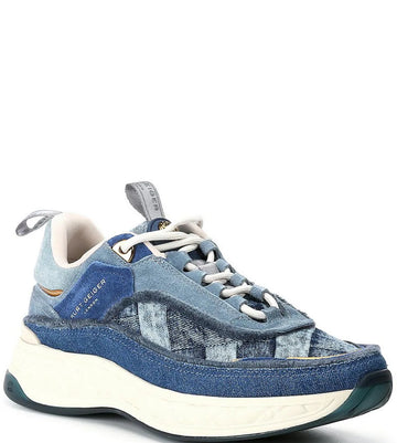 Kurt Geiger Kensington Denim Patchwork Platform Sneakers