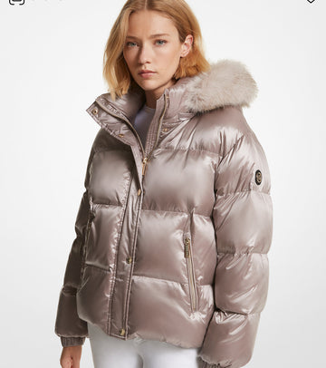 Michael Kors Faux Fur Trim Puffer Jacket