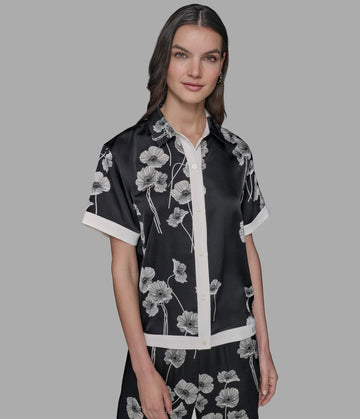 Karl Lagerfeld SHORT SLEEVE SILKY CAMP SHIRT