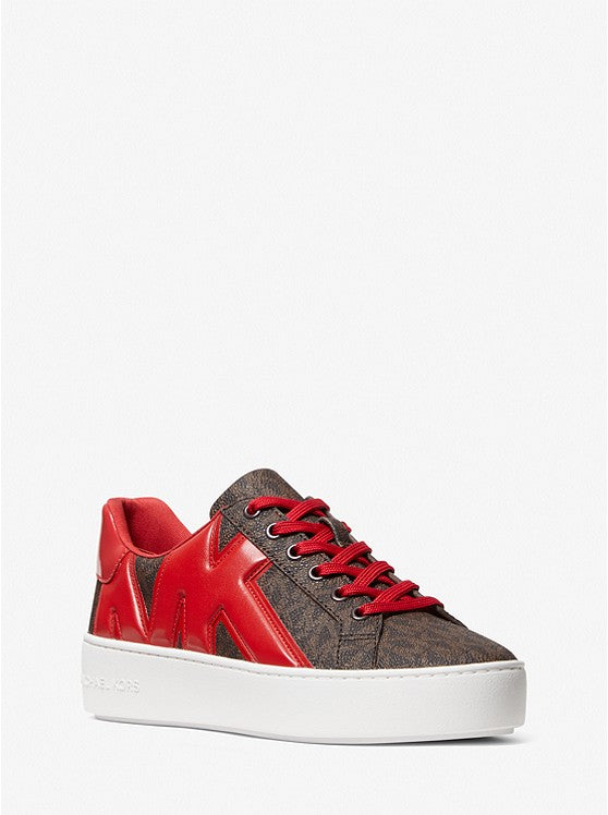 MICHAEL KORS Poppy Logo and Faux Patent Leather Sneaker