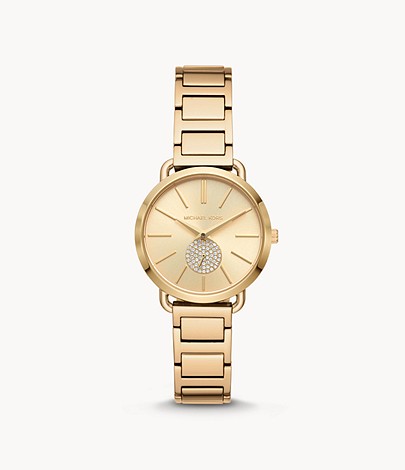 Designer Portia Three-Hand Gold-Tone Stainless Steel Watch