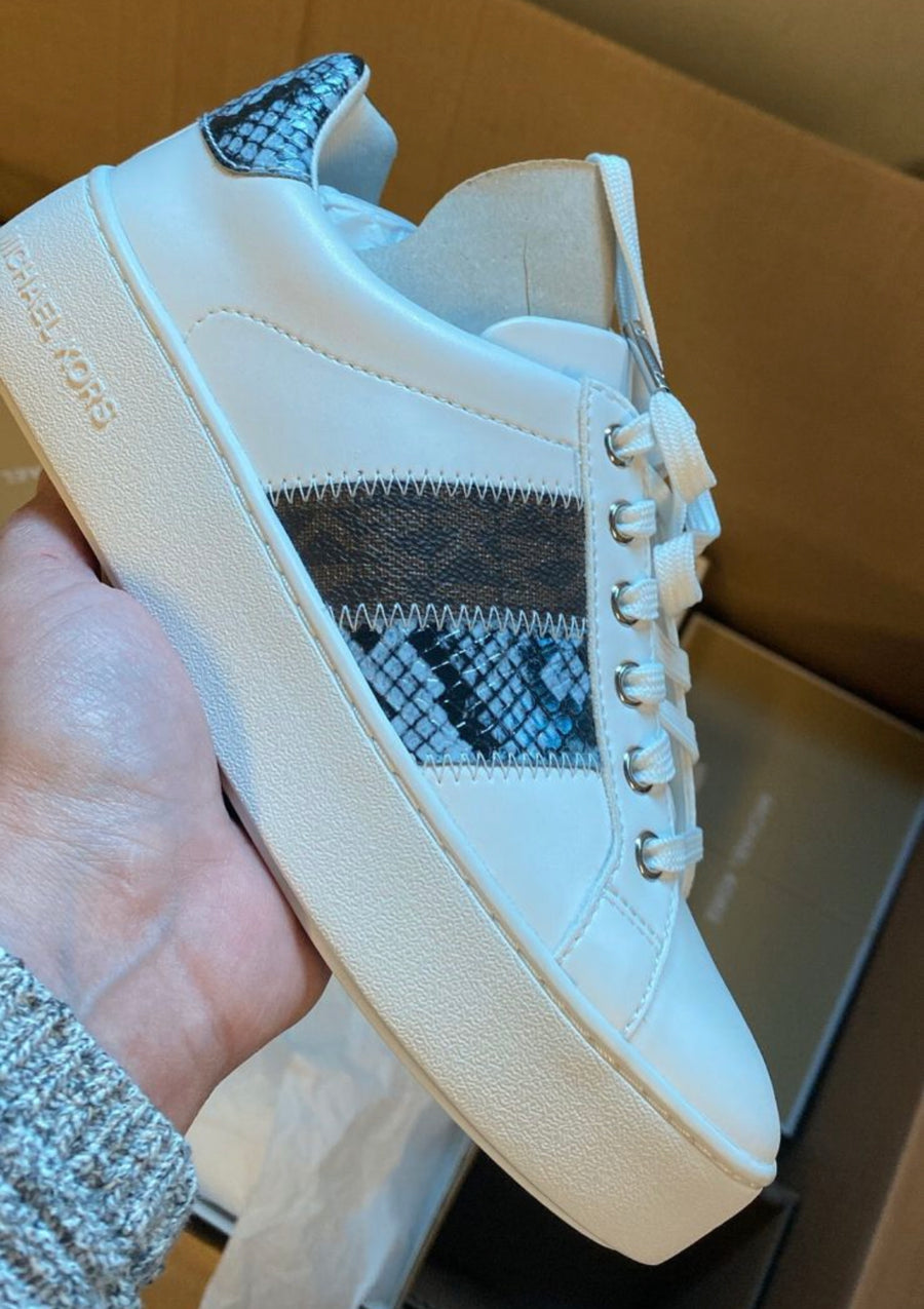 Michael Kors snake skin embossed lace up sneaker