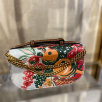 Tory Burch Womens Emerson Ditsy Floral Leather Crossbody Handbag Tan Small  
